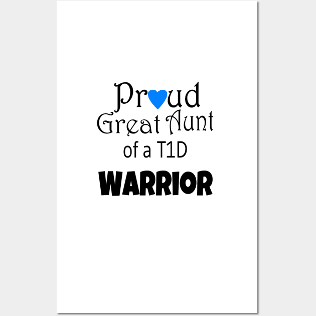 Proud Great Aunt - Black Text - Blue Heart Wall Art by CatGirl101